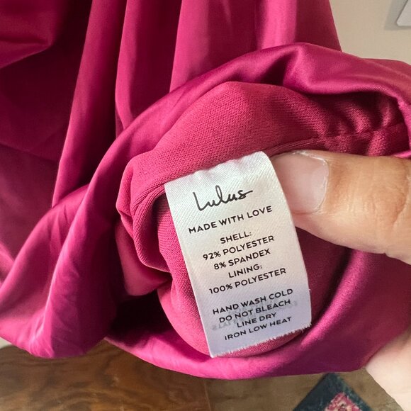 Lulus Magenta Happy Hour Satin Ruched One-Shoulder Mini Dress Women’s Size M - Picture 11 of 11